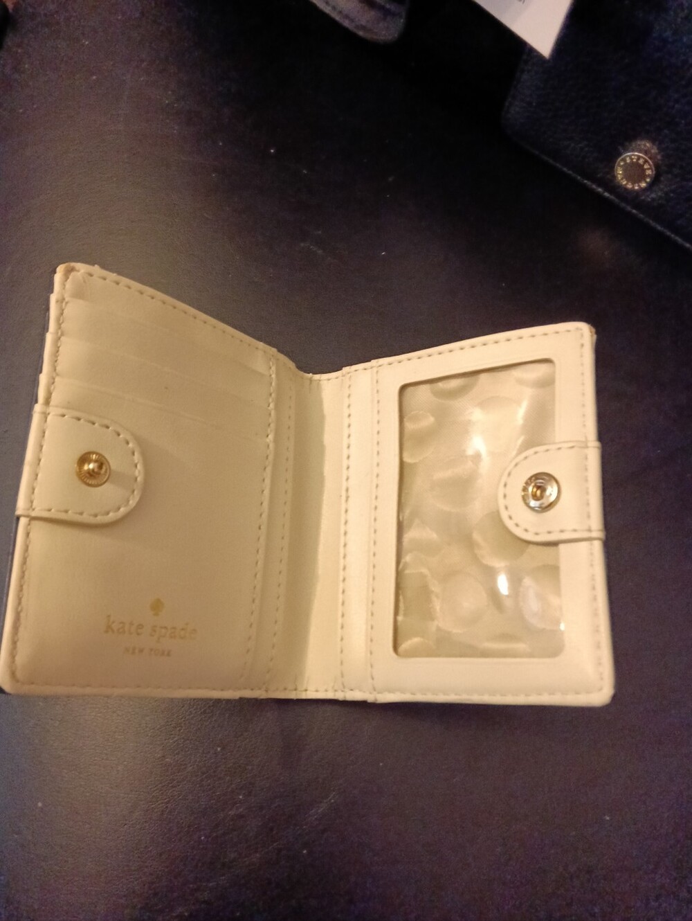 kate spade NY Stacy navy glitter bug zip bi-fold card wallet NWOT - Picture 4 of 9